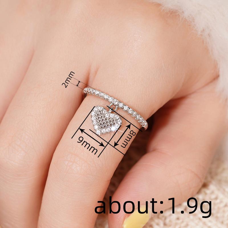 Dreamy Exquisite Heart-Shaped Zircon Pendant Ring for Women