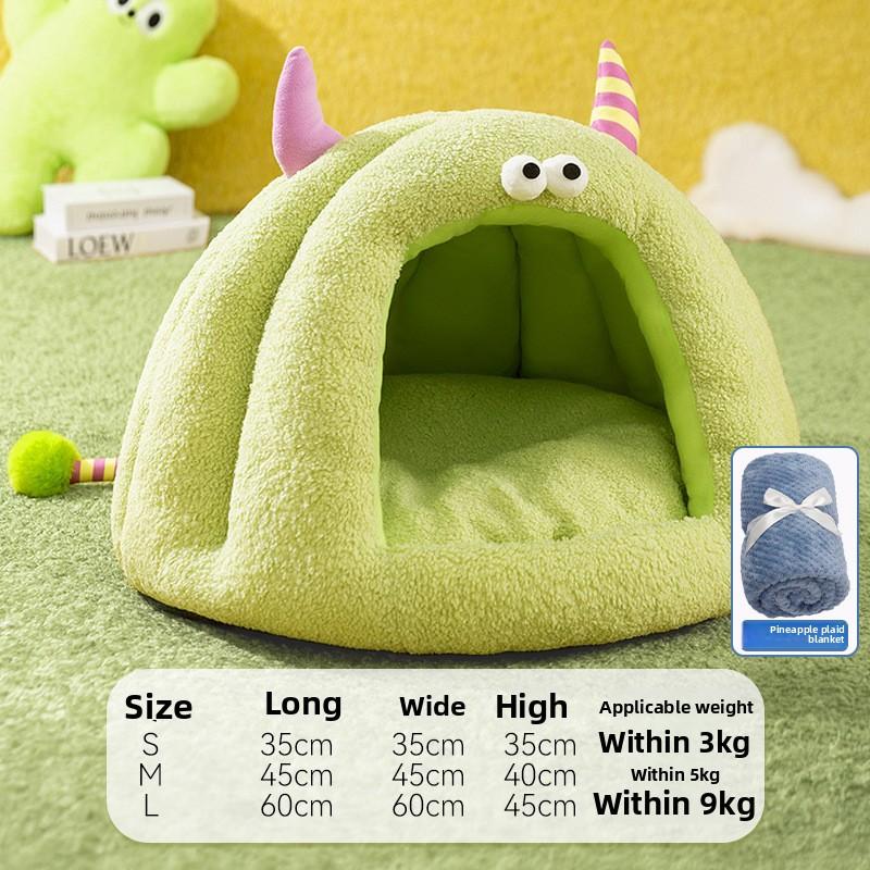 Katze Herbst und Winter Jurte Lustiges Monster Warmes Katzenbett Teddy Kleiner Hundekäfig Niedliches Haustierbett Zubehör