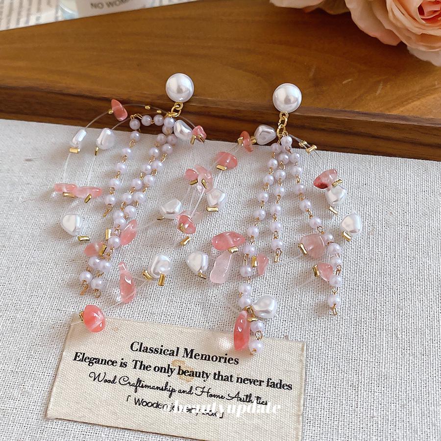Resin Heart & Petal Tassel Earrings: Elegant Silver Needle, Chic High-End Style for Women