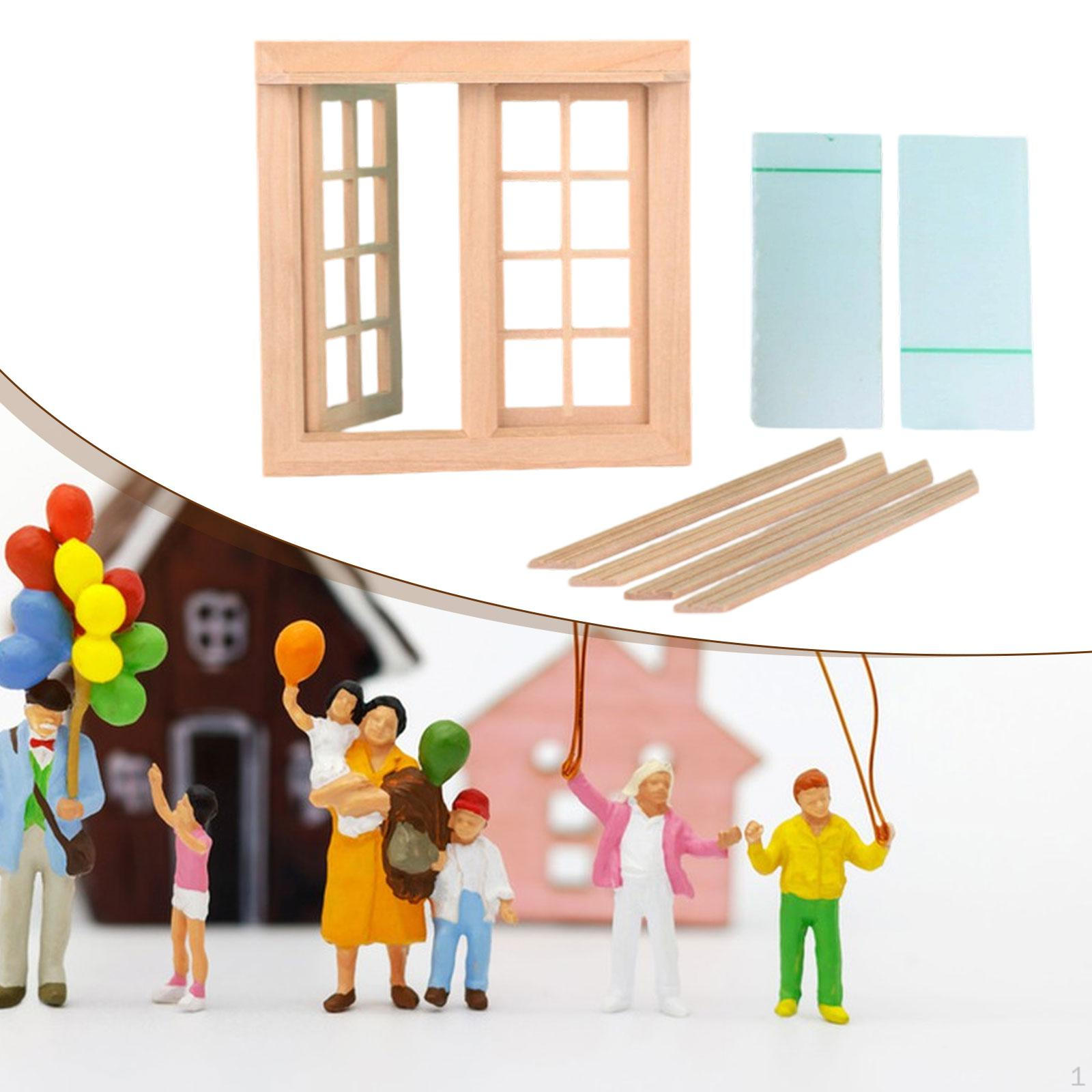 

1/12 Dollhouse Window Micro Scene Accessories Prop Blank 16 Grid Double Door Doll House Decors for