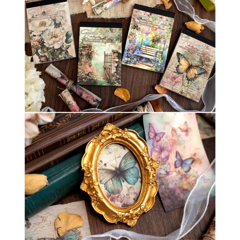 100 Sheets Scrapbooking Backgrounds Paper Aesthetic Decorative Paper for Journaling Card Making Gift Wrapping Decoration