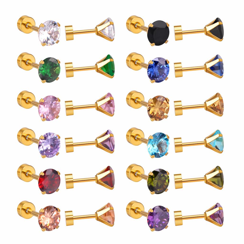 Titanium Steel Crystal Stud Earrings Sweet Cute Light Luxury Fashion Jewelry for Women Girls