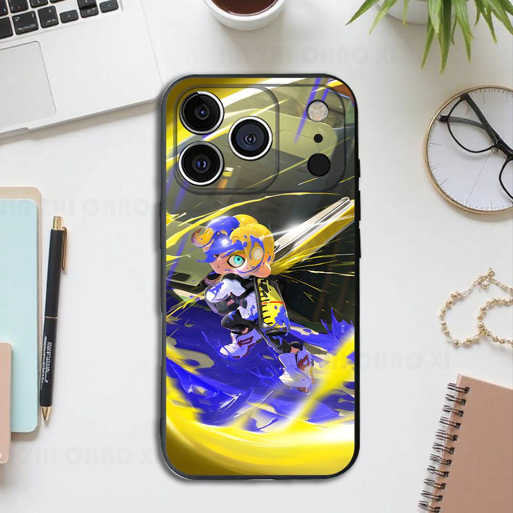 Game S-Splatoon Black Phone Case For IPhone 17 16 15 14 13 12 13 12 11 Pro Max Plus XS XR Silicone Soft Back Cover