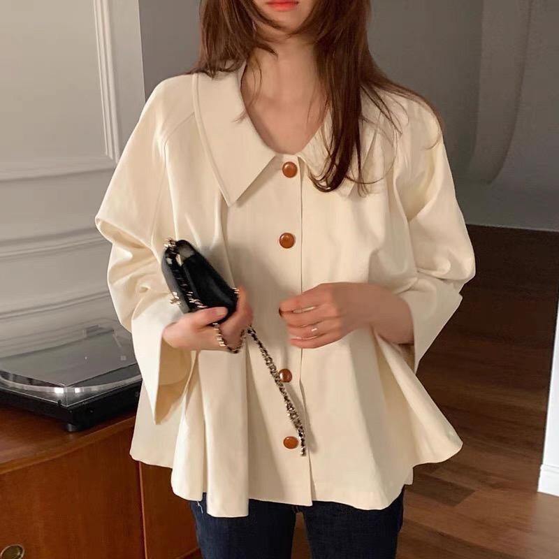 Dam Mode Enfärgad Snörning Croppad Skjorta Vintage O-Hals Korta Puffärmar Kvinnlig Chic Oversize Dam Blus