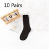 10 Pairs of Long Solid Color Socks for Women, Spring and Autumn Trendy Socks, Long Socks, Pile Socks, White