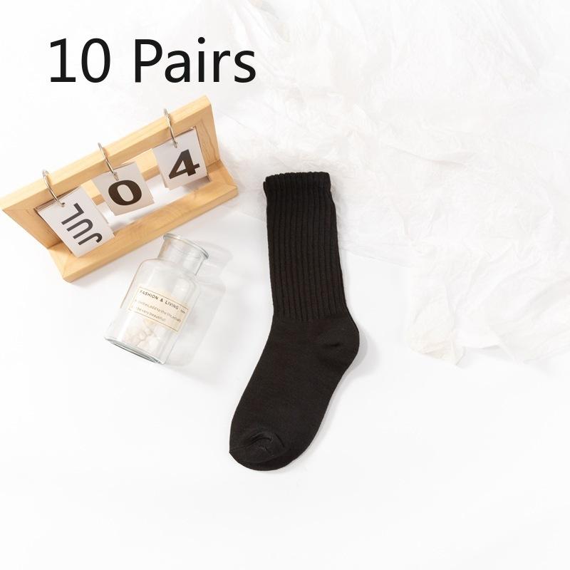 10 Pairs of Long Solid Color Socks for Women, Spring and Autumn Trendy Socks, Long Socks, Pile Socks, White