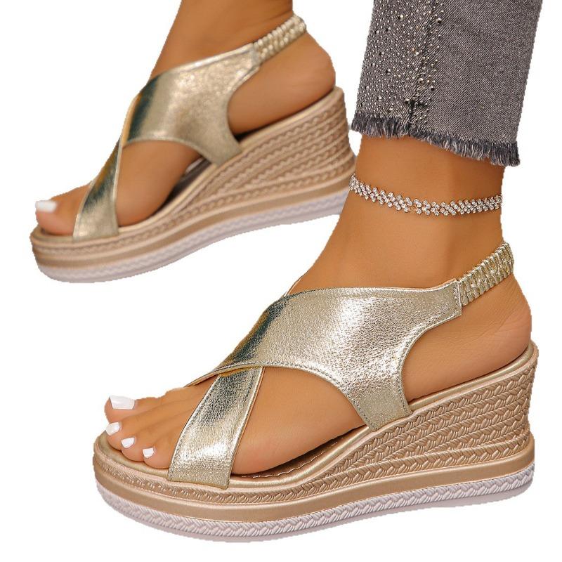 Large size wedge sandals women's wish summer new muffin thick-soled fish mouth shoes women's sandals