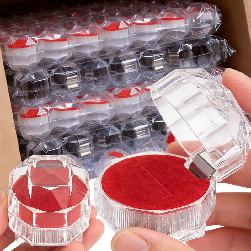 50/1pcs Jewelry Tray Transparent Crystal Ring Boxes Earrings Earrings Small Accessories Storage Box Jewelry Box Crystal Boxes