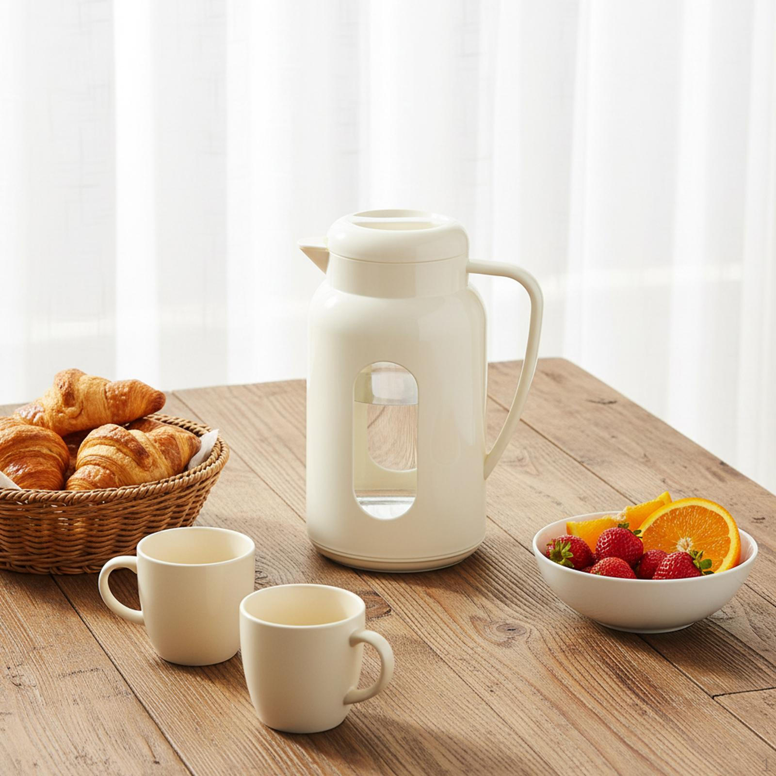 Glass Pitcher/Basket with , Teapot Lid, Leakproof, Handle And Automatic Dispensing Spout, белый