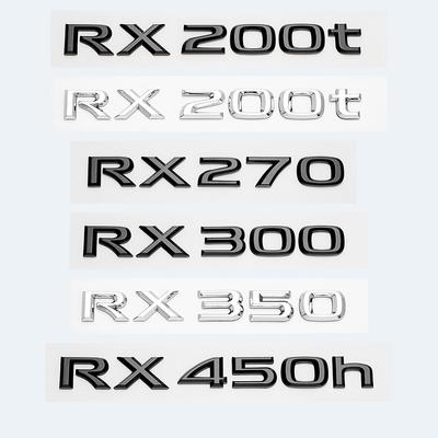 Nálepka s 3D chromově lesklým černým ABS RX200t RX270 RX300 RX350 RX450h RX450hL HYBRIDNÍ znak pro kufr auta Zadní logo