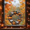 Halloween Decoration for Front Porch Pumpkin Pendant with Hanging Chain Waterproof Acrylic Welcome Spooky Plaque Sign Door Window Wall Indoor Outdoor