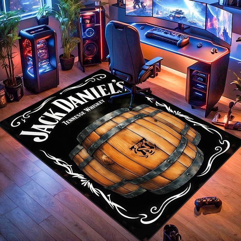 Jack Daniel's Wooden Barrel Print Area Rug Soft Flannel Floor Mat Vintage Bar Decor Carpet For Living Room