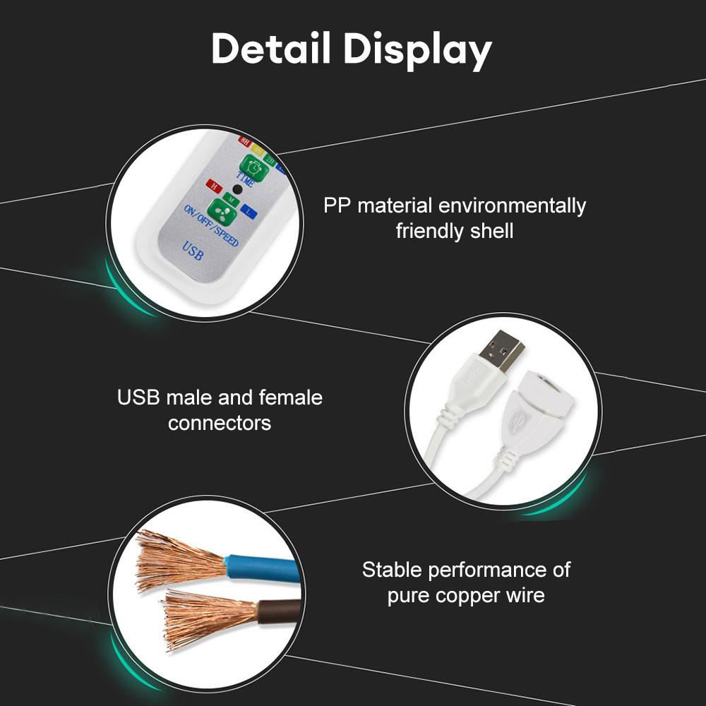 1.5m 5V 2-12 Hour Timing Power Cable Remote USB Extension Power Cable with On/Off Switch for USB LED Lamp Desk Fan Night Light
