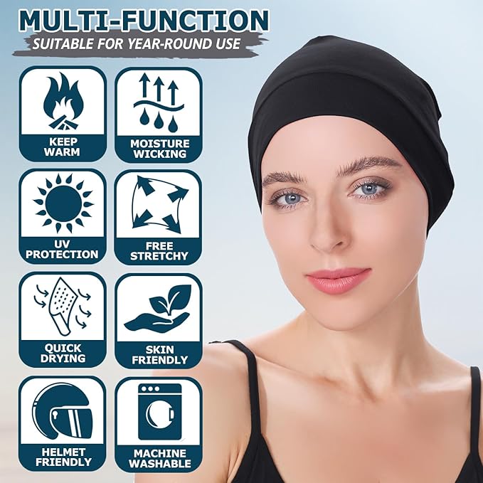 Bavlněné kulaté čepice pro muže i ženy, 2 kusy, lehké beanie, spací čepice, prodyšná vložka do helmy