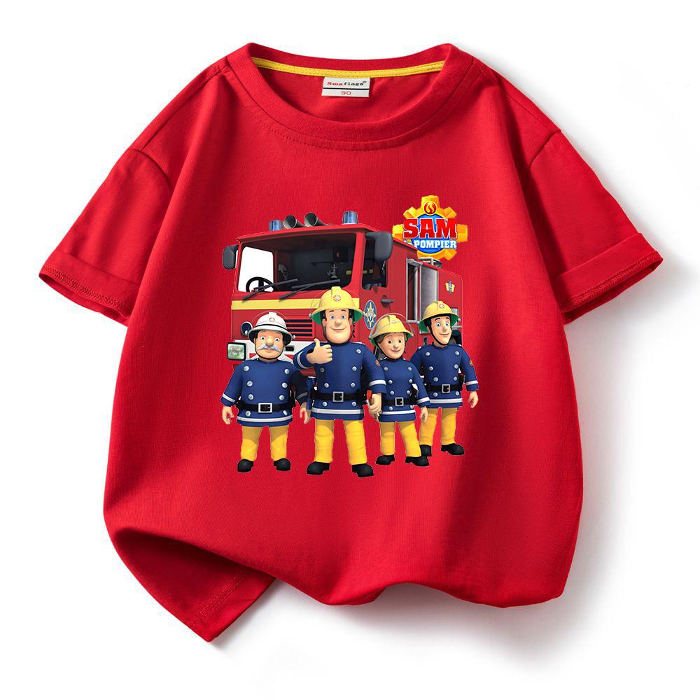 Fireman Sam tshirt for kids Boys short sleeve tee t shirt girls tops short sleeve Kids clothing 110