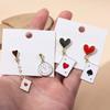 2 Pairs Trendy Clock Poker Card Drop Earrings Asymmetric Ear Accessories Stylish Earwear for Festivals and Gatherings