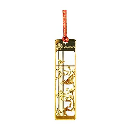 Fantasyon Bookmarks, Four Gentlemen (Plum, Orchid, Bamboo, Chrysanthemum) Hollow Carved Ancient Series, Classical Metal Vintage