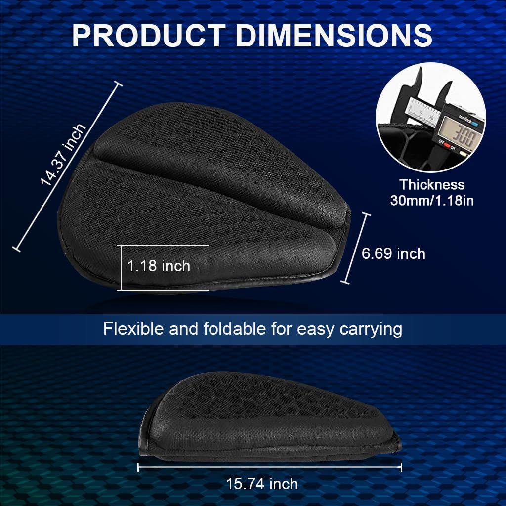 Motocycle Seat Cushion Gel Seat For Bike,Detachable Cycle Seat Cover Gel Pad,High Density Gel 3D Honeycomb Structure Shock Absorption&Breathable