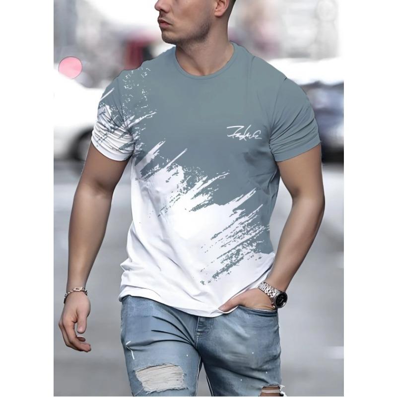 New Men's Casual Fashion Short Sleeve T-Shirt, Digital Printing Short Sleeve T-Shirt