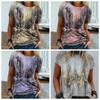 Printed T-shirt Painting Round Neck Women's Short Sleeved Casual T-shirts Vintage Top