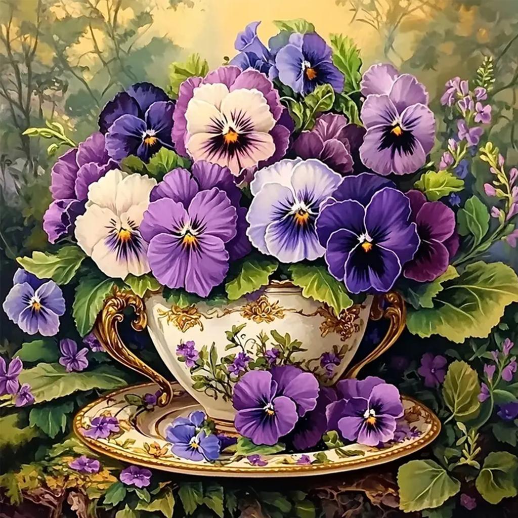 Flowers DIY No Frame Acrylic Oil Painting Numbers Kit 40*40cm Acrylic Paint By Numbers Kit On Canvas for Beginner Wall Decor