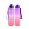 Tritan Frosted 1000ml Plastic Water Bottle with Time & Capacity Scale, Portable Handle