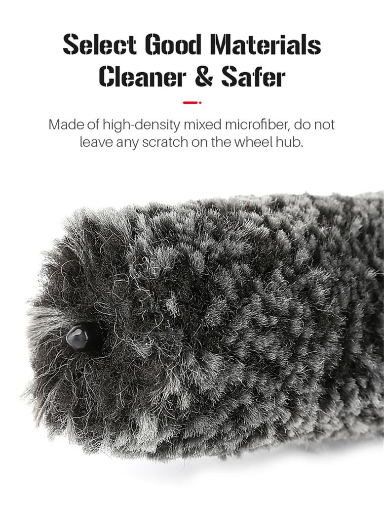 Car Microfiber Wheel Hub Rim Cleaning Brush Kit Non-Slip Handle Bendable Brush