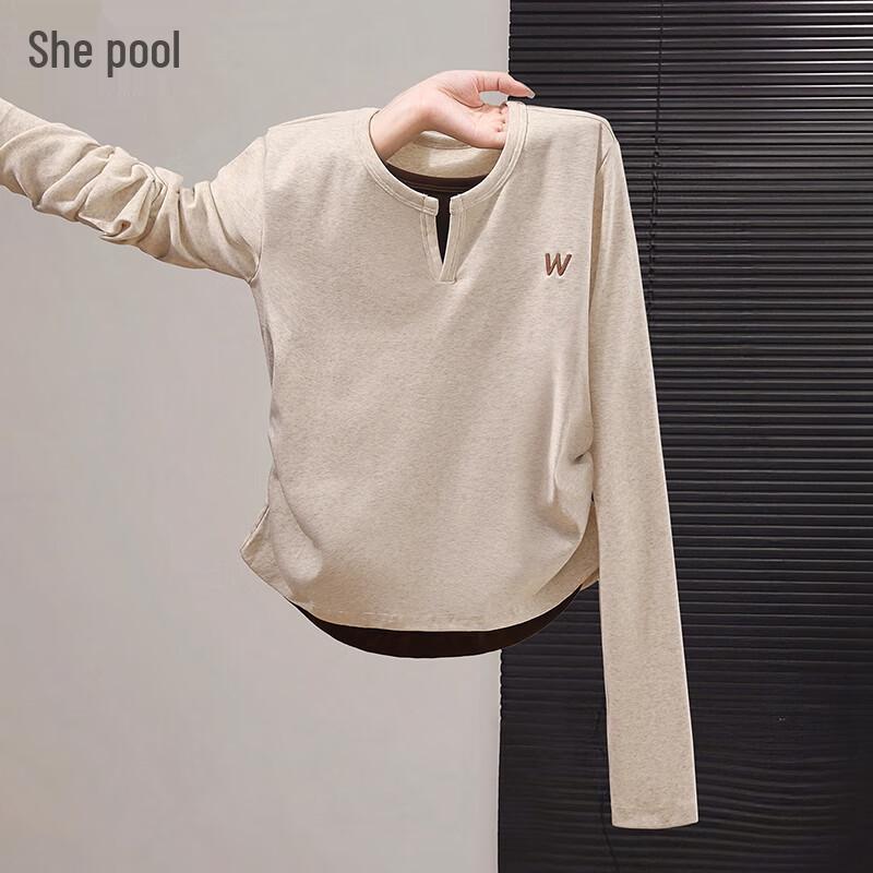 Women s Faux Two-Piece Pleated Long-Sleeve Top M