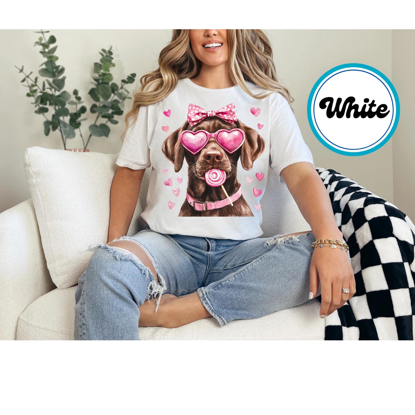 Women s Chocolate Labrador Retriever Valentines Day Shirt S