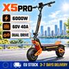 Patinete Elétrico X5Pro 6000W 60V40AH com Amortecimento Duplo de Suspensão Velocidade Máxima 95KM/H 11 Polegadas Off-road Autonomia 100KM