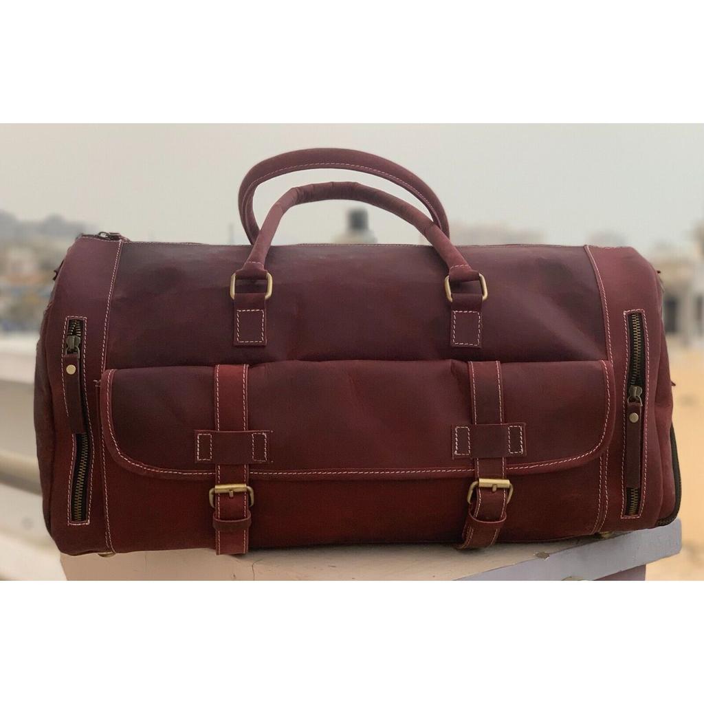 Reisetasche aus echtem Leder, Wochenendgepäck, Reisetasche aus Büffelleder