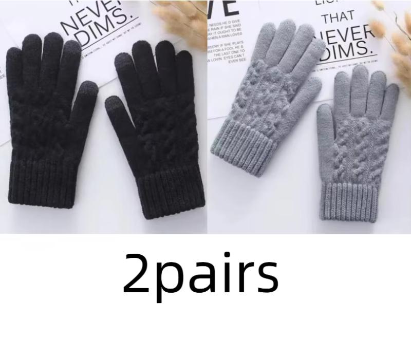 Nouveaux gants chauds à doigts longs pour hommes et femmes, gants d'hiver en polaire pour écran tactile et gants de cyclisme en laine épaisse tricotée pour conduite