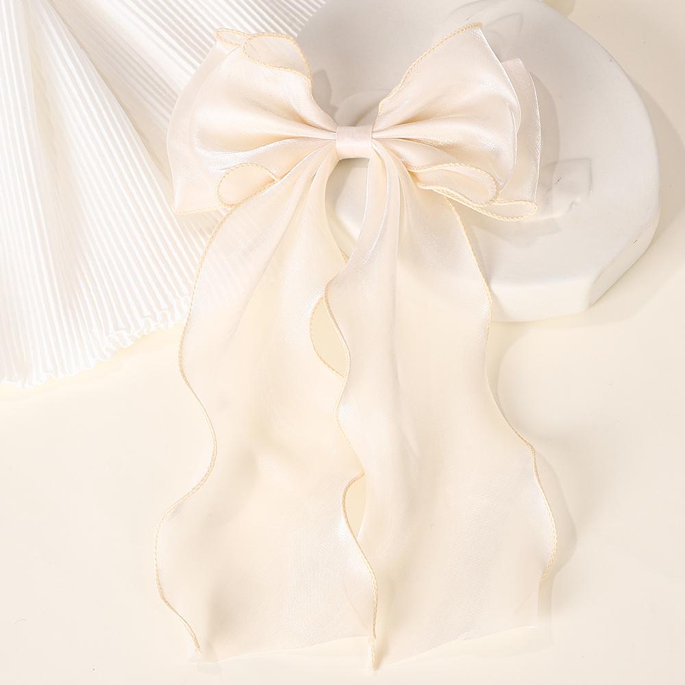 RAINBOW BOWS 1Pcs Cream Colored Bow Hair Clip Super Fairy Back Head Clips Elegant Women Ponytail Fahion Hair Accessories