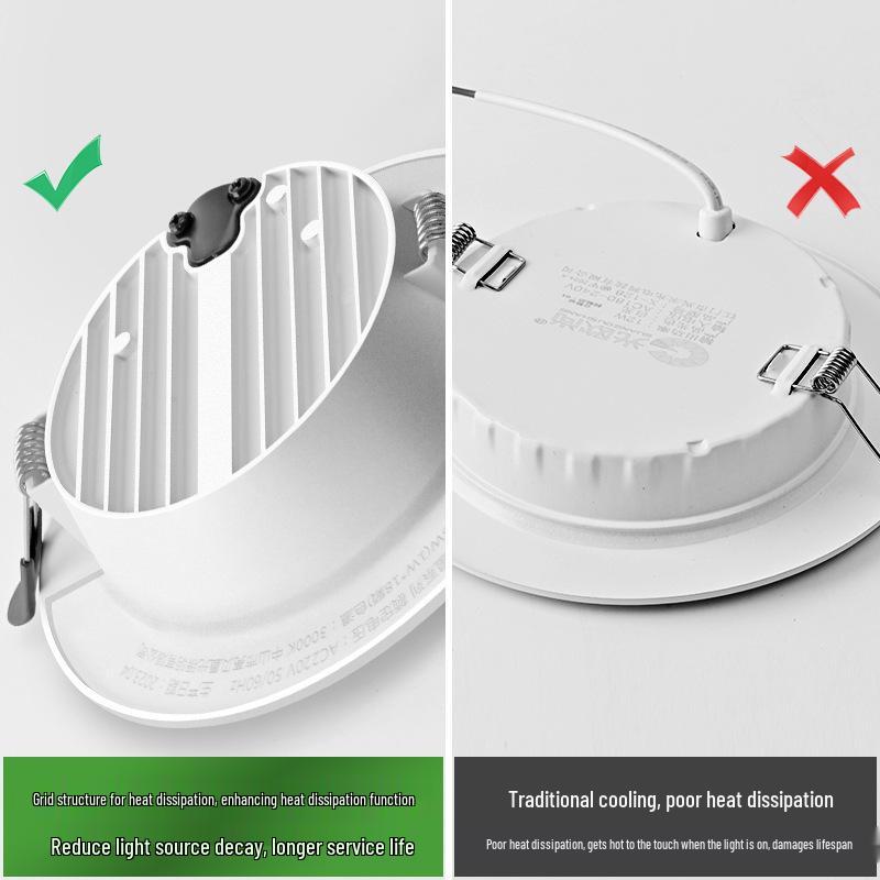 Ultra-thin Recessed LED Downlight – Eye Protection, 3.5/4/6 inch, Full Aluminum for Office, School, and Shop