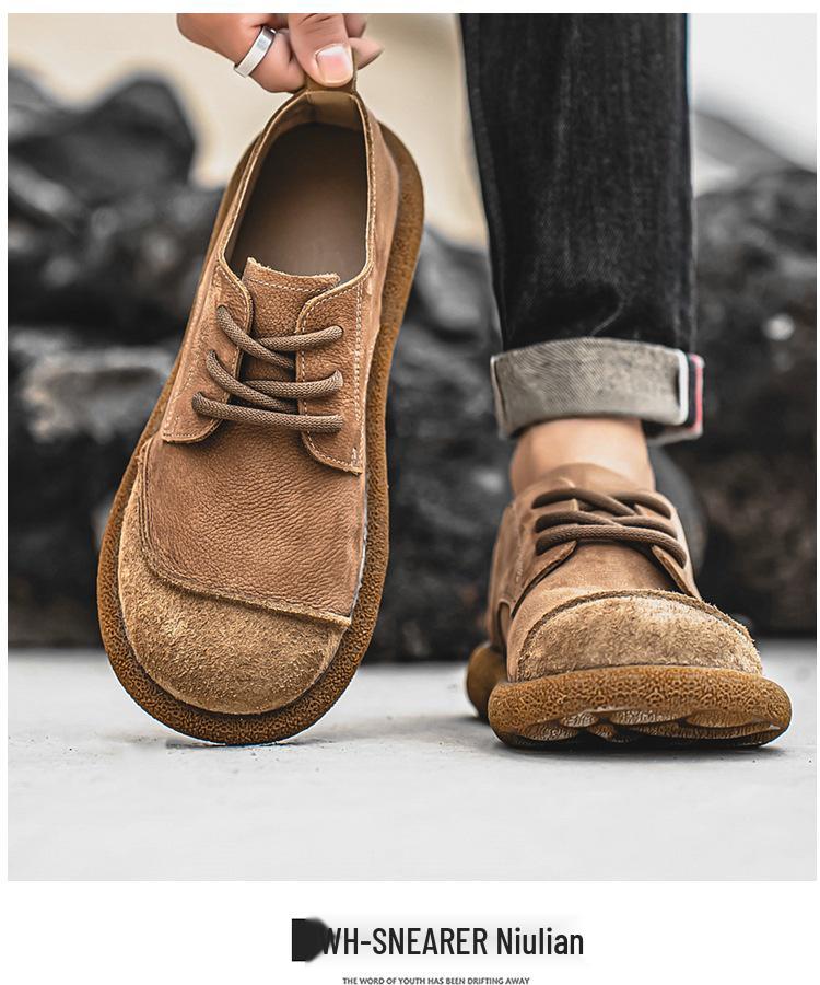 Men's Top Grain Leather Casual Shoes - 2025 Summer Edition, Big Toe Genuine Leather, Breathable Non-slip Soft Sole.