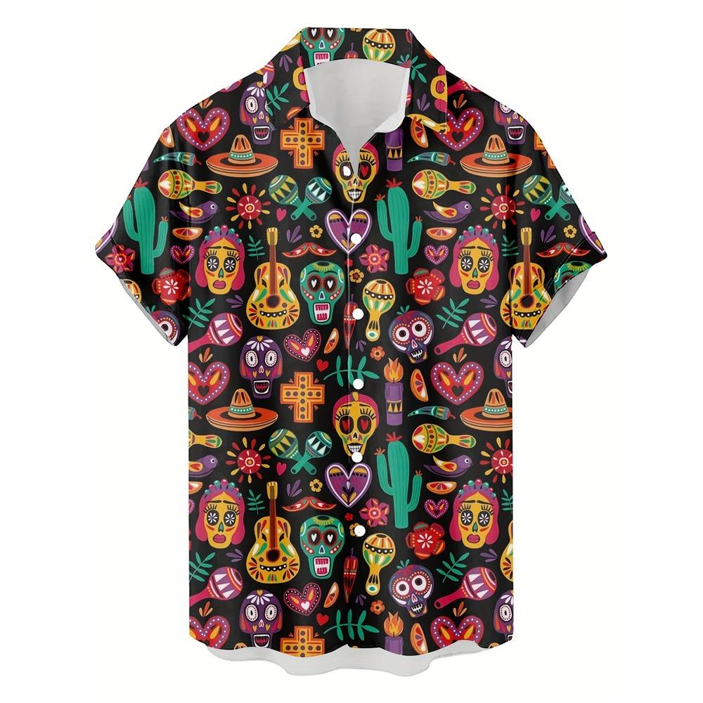 2026 Men's Summer Shirt Lapel Design Swimming Circle Gorilla Pattern Men's Large Size Shirt Fashion Loose Seaside Partywear