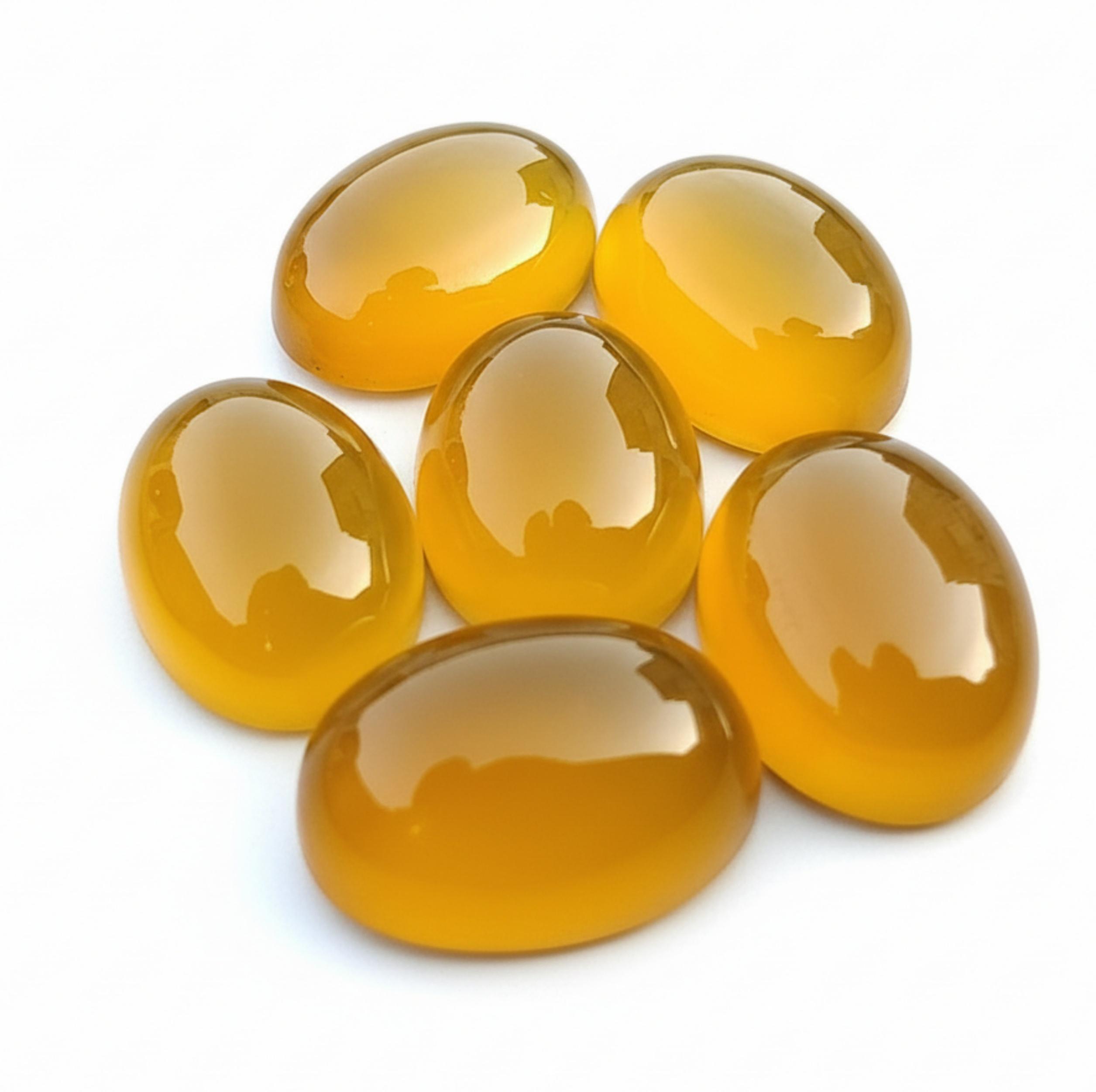 

Natural Mango Chalcedony Cabochons - Oval Flat Back Gemstones for Jewelry Making 5x7mm помаранчевий