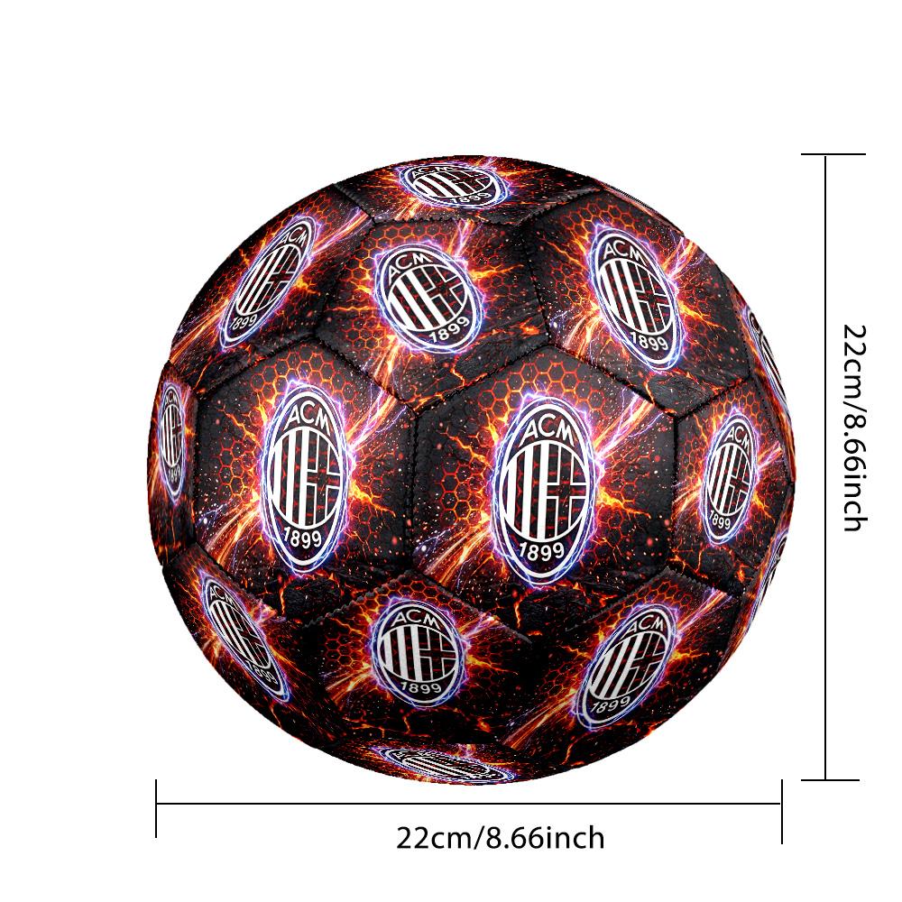 AC Milan Theme Soccer Ball Size 5 Soccer Ball Soft Touch Professional Training Football for Outdoor Sports