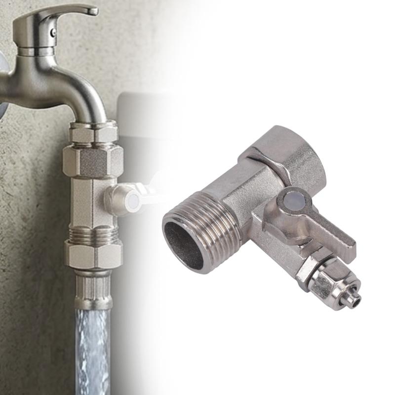 Threaded Faucet Branch Fitting 3 Way Metal Water Split Piece with Shutoff Control for Filter and Kitchen Use Tasks