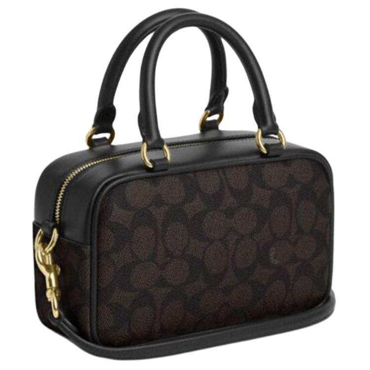 COACH SATCHEL Coated Canvas Shoulder Bag, Crossbody Bag, Handbag Small Women's Dark Brown CW197-IMXAQ