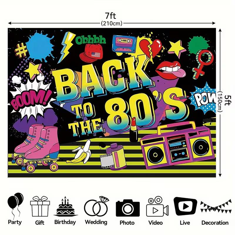 2D Back to the 80's Kulisse, Retro Party Fotografie Hintergrund