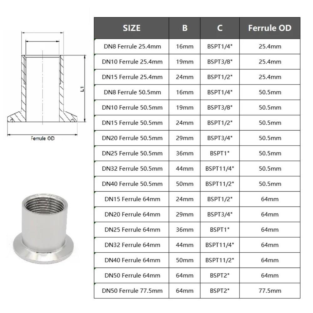 Sanitary Grade Triple Clamp Adapter SS304 Stainless Steel Sanitary Grade Fitting Fluid Systems