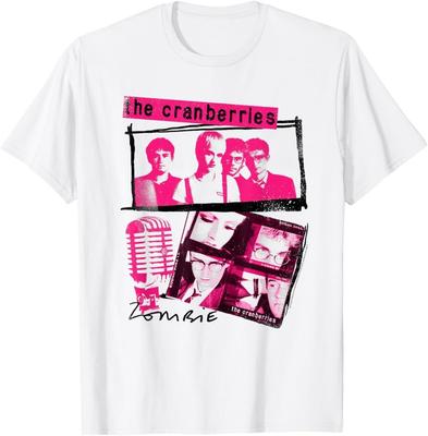 T-shirt vintage della band The Cranberries con collage rosa e nero