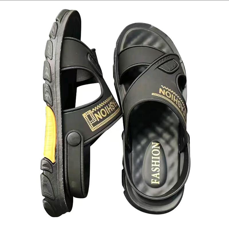 Sandals summer fashion simple wading shoes leather soft sole comfortable non-slip breathable half slippers men