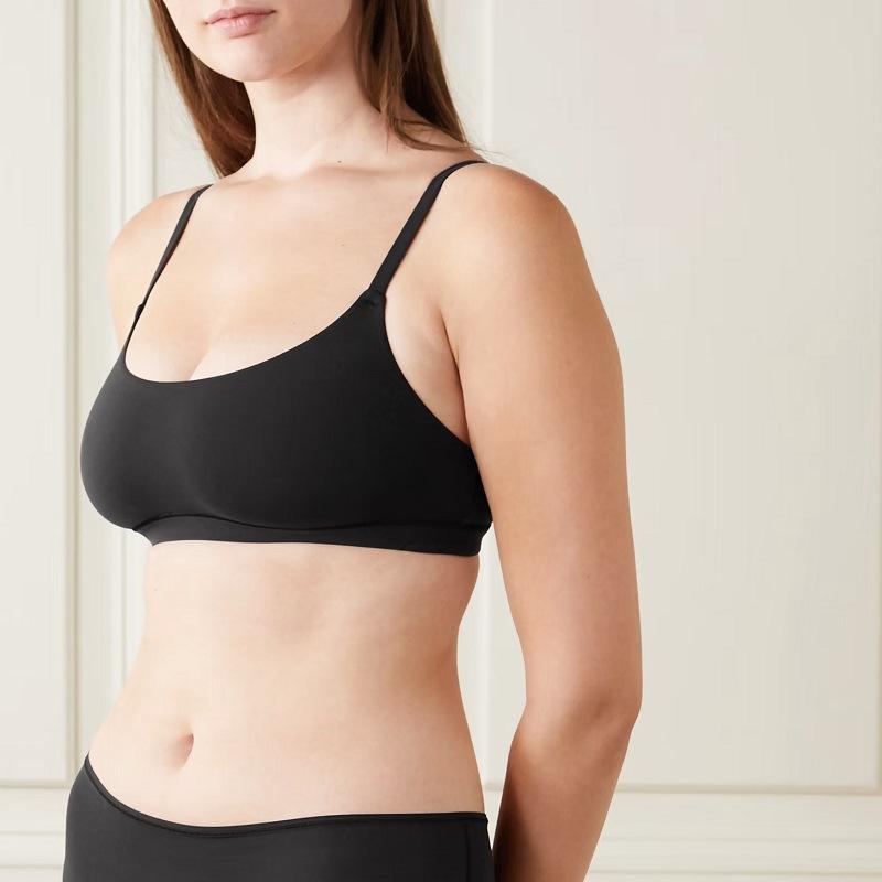 Damen Dünne BH-Abdeckung Ohne Bügel Elastisch Weich Rundhals Fixierte Cups Tanktop BH-Abdeckung