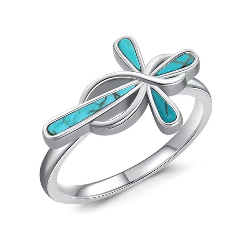 Chic 3D Niche Drip Oil Fairy Cross Wrap Ring Size 9