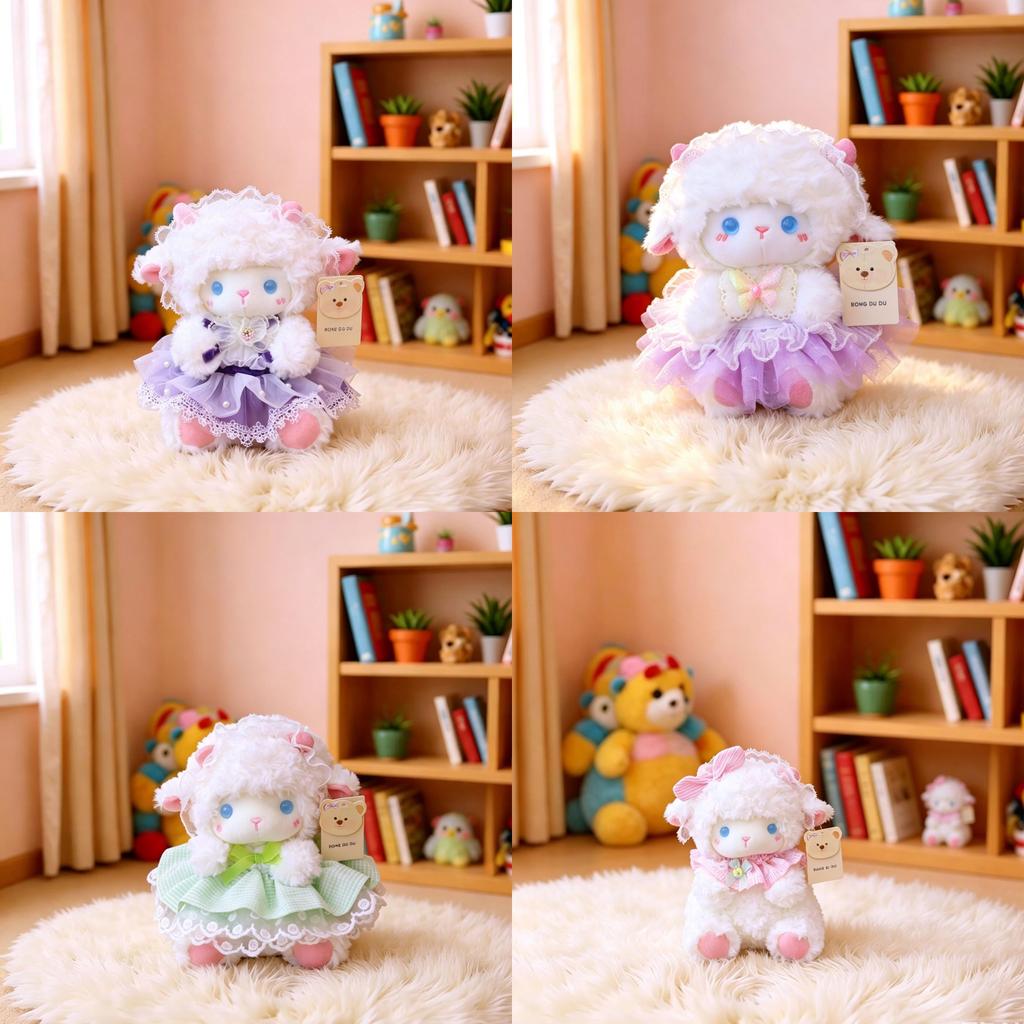 Plush Lamb Toy With Bowknot For Baby Gift And Kids Room Decor