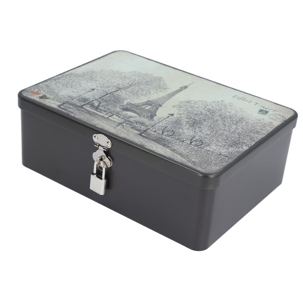 Lock Storage Box Vintage Iron Storage Box Space Saving Metal Keepsake Box Decorative Storage Case