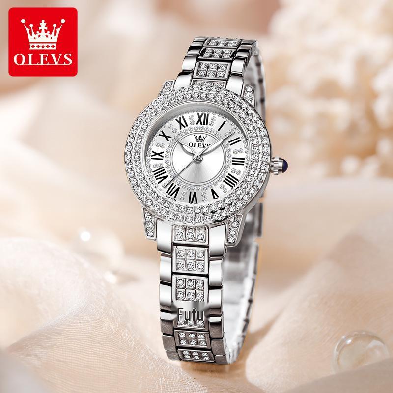 Celebrity-Endorsed Oulishi Diamond-Studded Quartz Watch: Elegant, Shining, Waterproof Women s Timepiece
