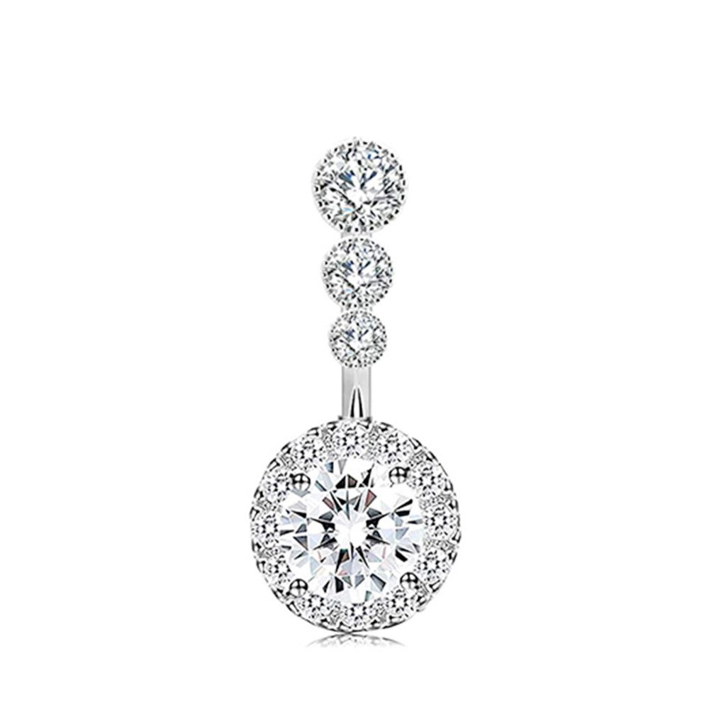 Women Clear Zircon Surgical Steel Belly Bars Body Piercing Jewelry Navel Rings Belly Button Rings